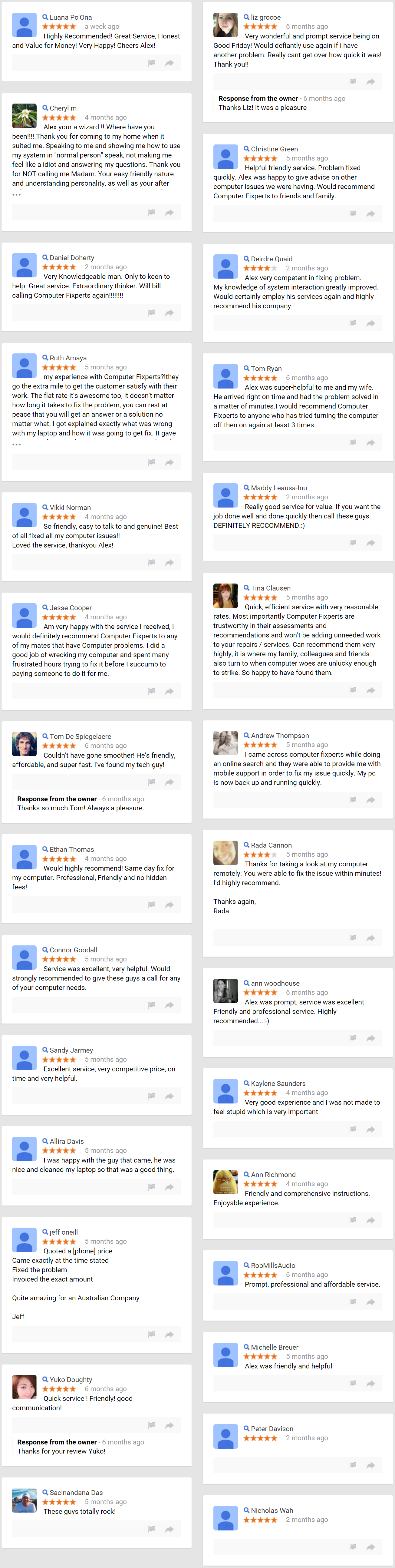 our google reviews from customers in Brisbane